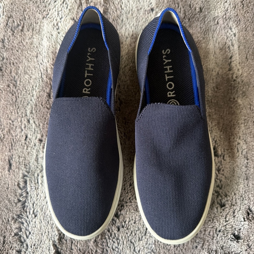 Rothys Classic Navy Blue Slip On Casual Sneaker Shoes Women's US 7.5 Comfort